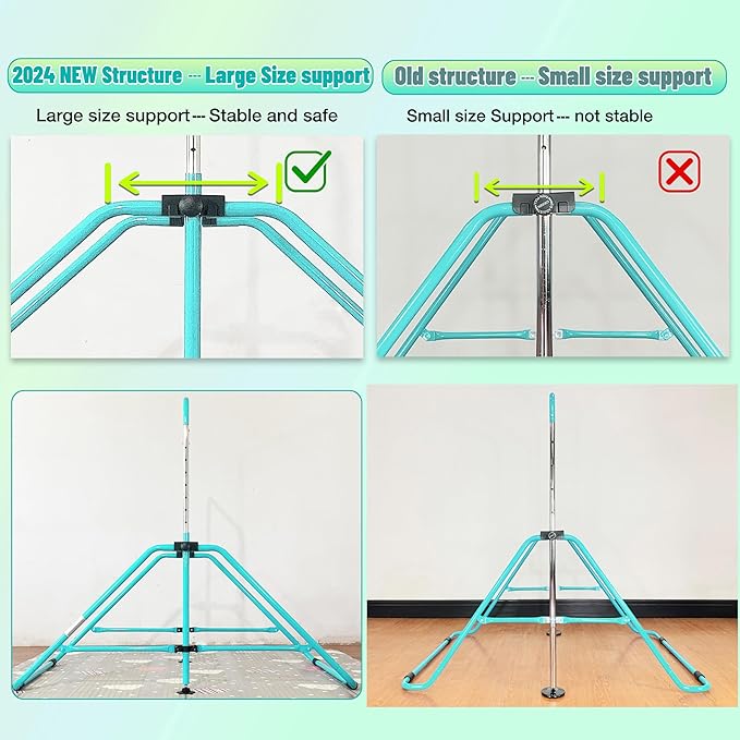 MARFULA Foldable Gymnastic Bar for Kids Ages 3-12, 9 Height Levels, 200 lbs Weight Capacity, 5 Ft Length Gymnastic Kip Bar with Mat, Gymnastic Equipment for Home and Gym Center Indoor Outdoor Use