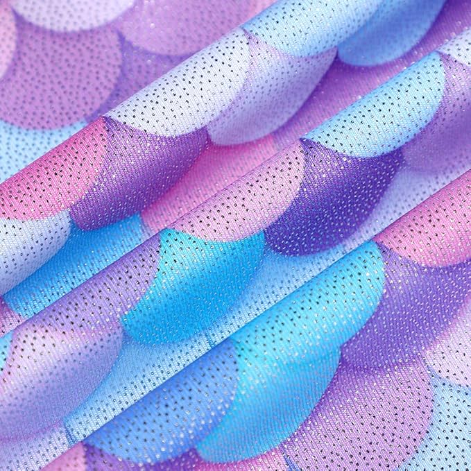 Leotards for Girls Gymnastics Toddler Dance Biketards Mermaid Unicorn Athletic Dance Wear Shiny Rainbow Blue Hotpink