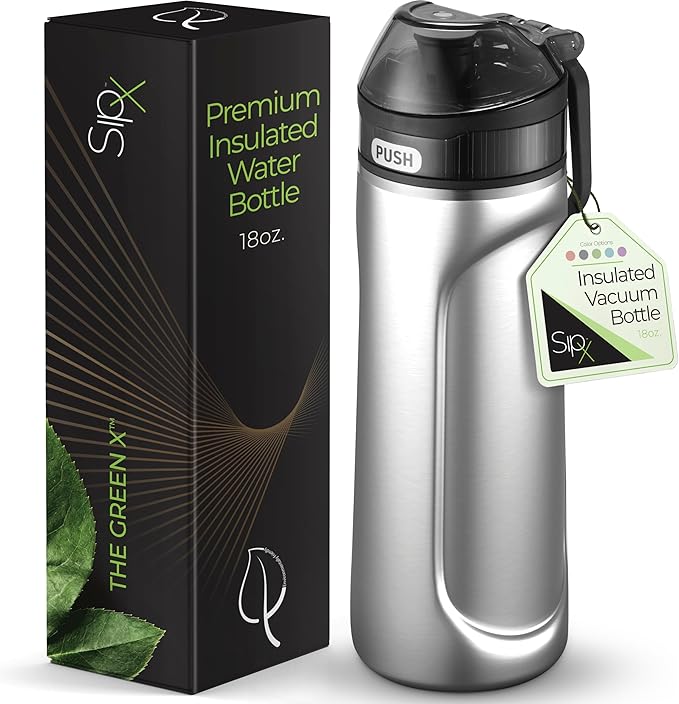 SIPX™ 18 oz Premium Stainless Steel Water Bottle with Straw Lid – Triple Insulated, Leakproof, BPA-Free – Slim, Durable Bottle for School, Gym, Office – Stainless