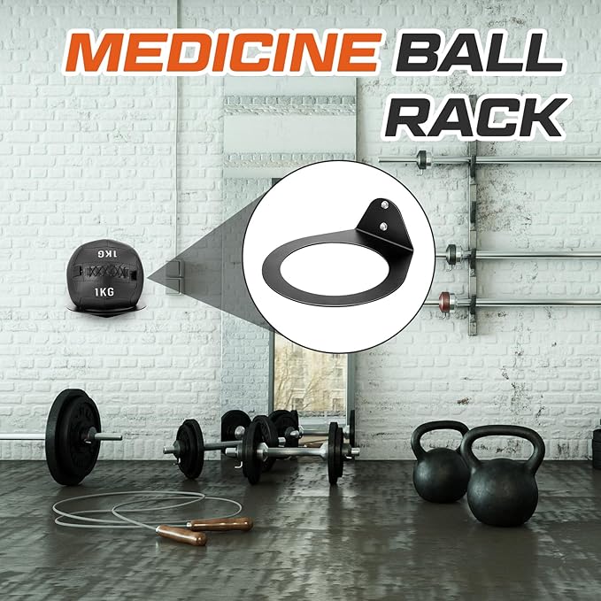 Gisafai Medicine Ball Rack Medicine Ball Wall Mount Storage Racks, 8.9 Inch Inside Diameter, 88 Lbs Wall Mounted Storage for Gym Exercise Sports Garage Home Commercial