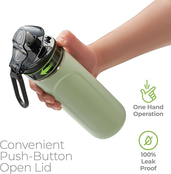 SIPX™ 18 oz Premium Stainless Steel Water Bottle with Straw Lid – Triple Insulated, Leakproof, BPA-Free – Slim, Durable Bottle for School, Gym, Office – Green