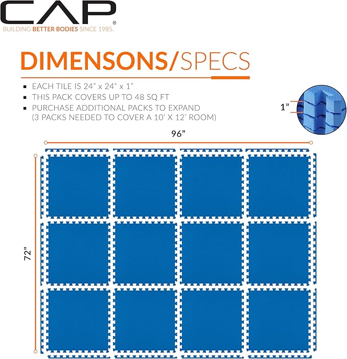 CAP Barbell Interlocking EVA Foam Exercise Puzzle Mat Home Gym Flooring | Multiple Options