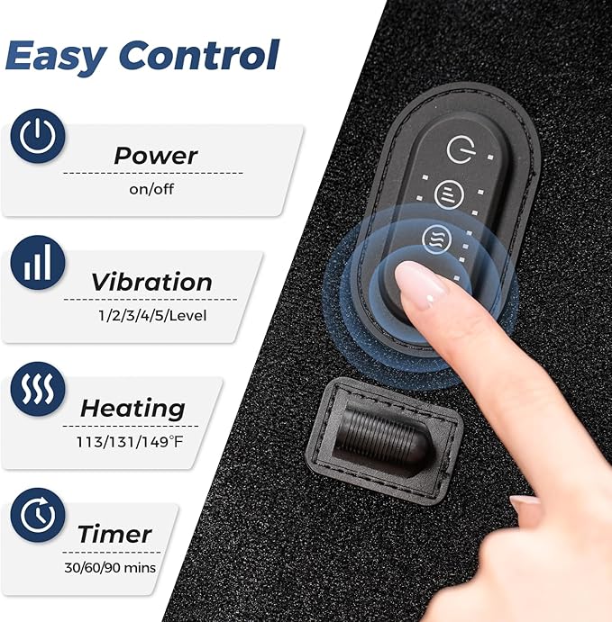 Corded Heated Knee Massager- Extra-Large Knee Heating Pad with 5 Vibration Modes & 3 Heating Levels, Power Connection, Three Timer Settings, Perfect Birthday Christmas Gift for Men, Women, Black