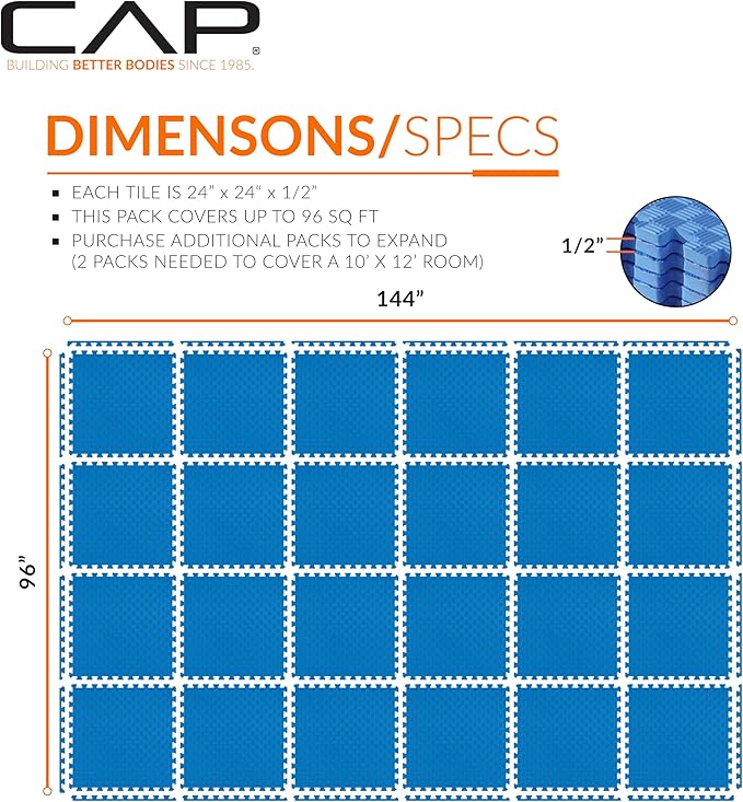 CAP Barbell Interlocking EVA Foam Exercise Puzzle Mat Home Gym Flooring | Multiple Options