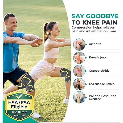 MODVEL Knee Brace for Women & Men, 2 Pack Knee Compression Sleeve for knee pain support with Meniscus Tear, Pain Relief, Sport working out, weightlifting, etc (rodilleras para dolor de rodillas)