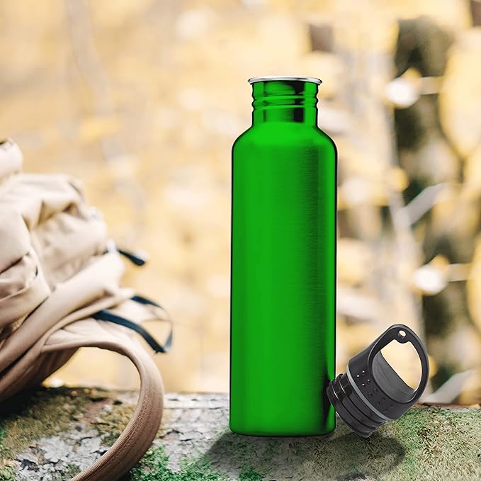 DISCOUNT PROMOS Stainless Steel Water Bottles 26 oz. Set of 10, Bulk Pack - Reusable, Leak Proof, Perfect for Gym, Hiking, Camping, Outdoor Sports - Green