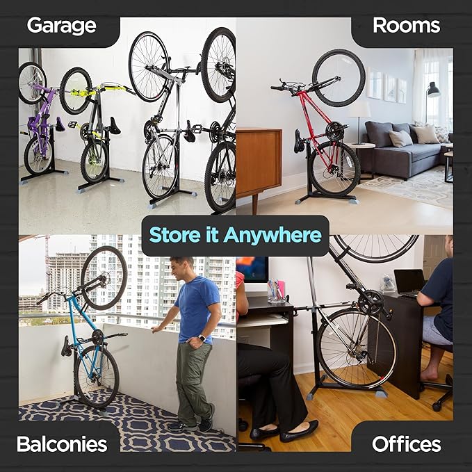 Bike Nook Bike Stand & Vertical Storage Rack - The Original Vertical Bicycle Floor Stand for Garage Storage, Indoor and Outdoor - Perfect Bike Accessories for Small Spaces with No Drilling