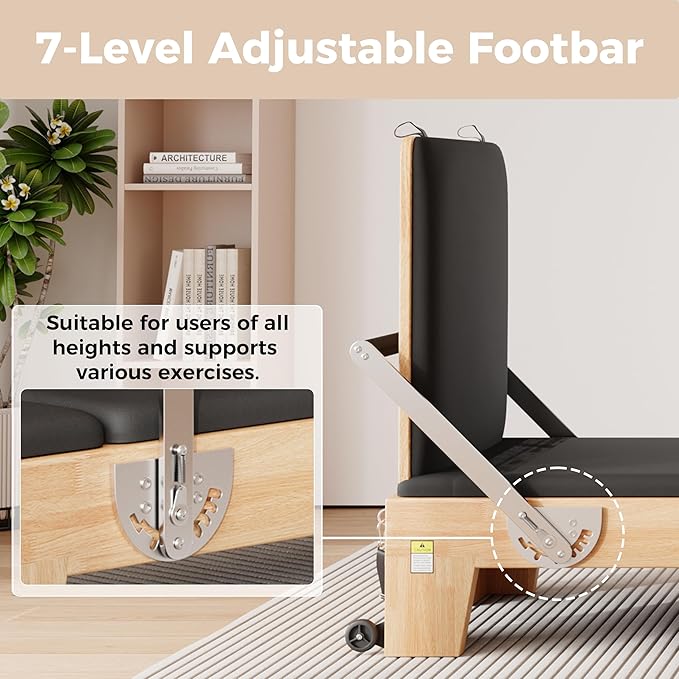 DELAVIN Pilates Reformer with Tower, Pilates Machines with Springs, Sitting Box, Jump Board and Accessories, Solid Wooden Pilates Equipment for Studio, Gym and Home Workout