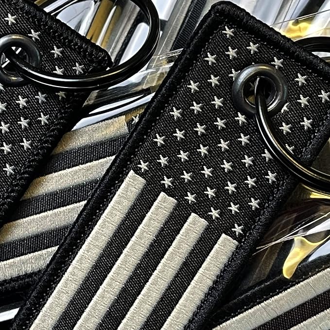 Patriotic Jet Tag Key Tag for attachment to keys, bags, Luggage and more. Made of Nylon Set of 2