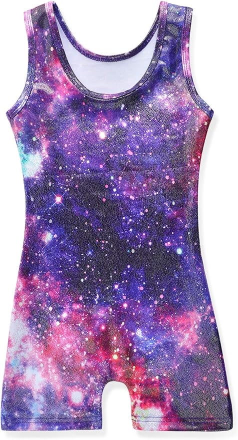 HOZIY Gymnastics Leotards for Girls with Shorts Toddlers Biketards Rainbow Unicorn Dinosaur Mermaid Leopard Flower Galaxy