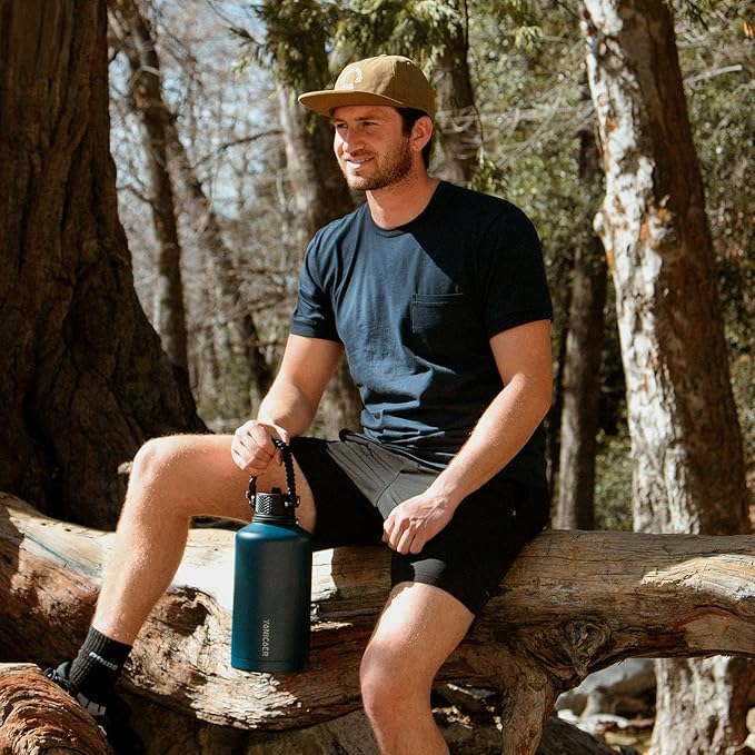 Insulated Water Bottle 64oz,Triple Wall Vacuum Stainless Steel(Dishwasher Safe),Leak Proof & Non-BPA,Flask Jug with Paracord Handle & Straw Spout Lids Sports Sakura