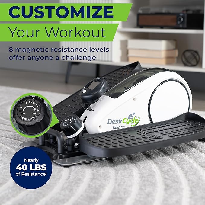DeskCycle Ellipse Leg Exerciser - Under Desk Elliptical Machine and Foot Pedal Exerciser - Leg Exerciser While Sitting - Compact Under Desk Exercise Equipment