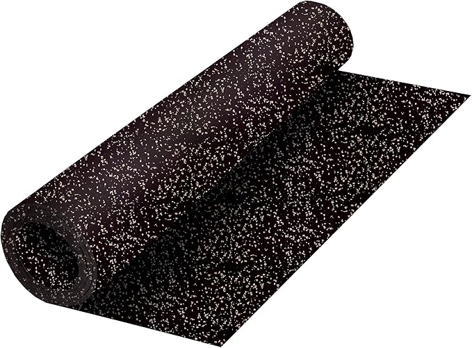 Genaflex Rubber Gym Floor Mat - 8mm Thick - Heavy Duty Commercial Protective Gym Flooring Roll (10% Grey, 4' X 20')