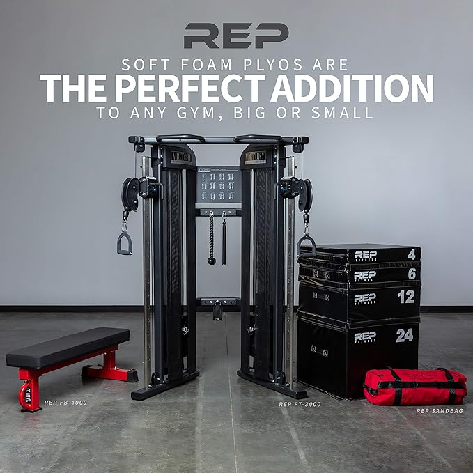 REP Fitness Stackable Soft Foam Plyo Box Set, Adjustable Plyometric Jump Box for Home Gym Workouts, Plyometric Jumping Platform for Exercise, Step Training, HIIT & CrossFit