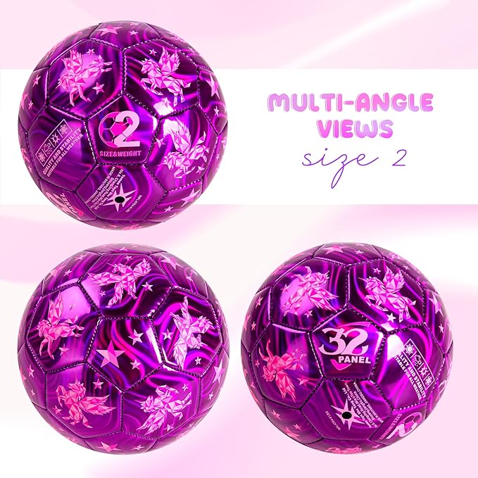 Soccer Ball Size 4 Size 3 Size 2 with Pump Deflated - Glitter Unicorn Dinosaur Toys for Toddler Kids - Sports & Outdoors Games - Christmas Stocking Stuffers Birthday Gifts for Boys Girls 1-3 3-8 8-12