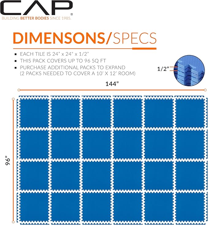CAP Barbell Interlocking EVA Foam Exercise Puzzle Mat Home Gym Flooring | Multiple Options