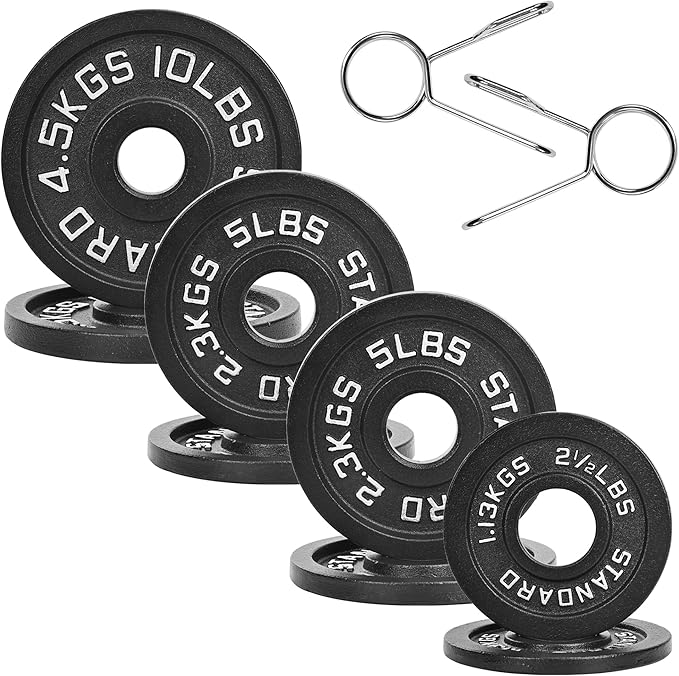 Fitvids 2-Inch Olympic Cast Iron Weight Plate for Strength Training & Weightlifting, Multiple Sizes