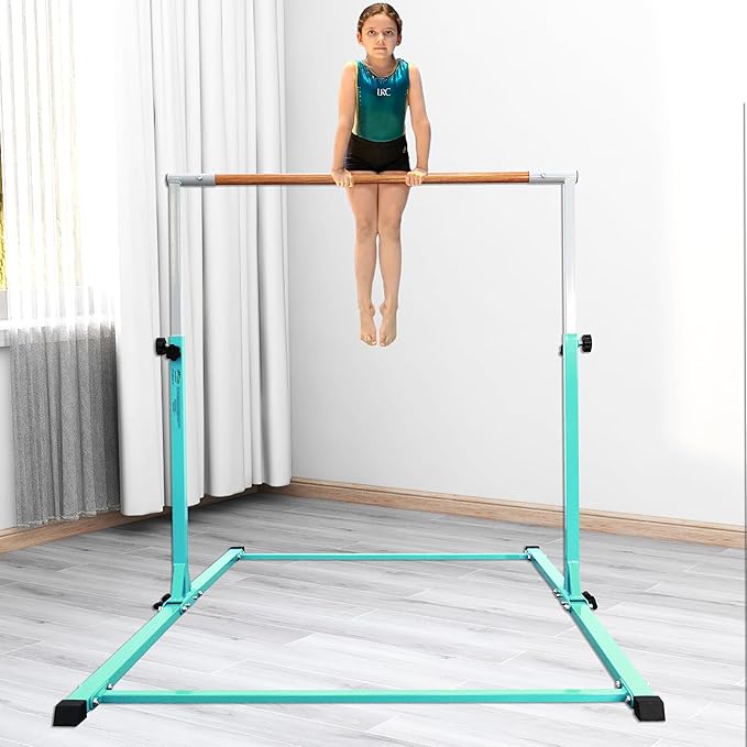 Foldable Gymnastic Bar for Kids Ages 3-20,5FT/6FT Horizontal Bar Base Length,Height Adjustable Kids Training Bar for Gymnastics,Gymnastics Equipment for Home Clubs