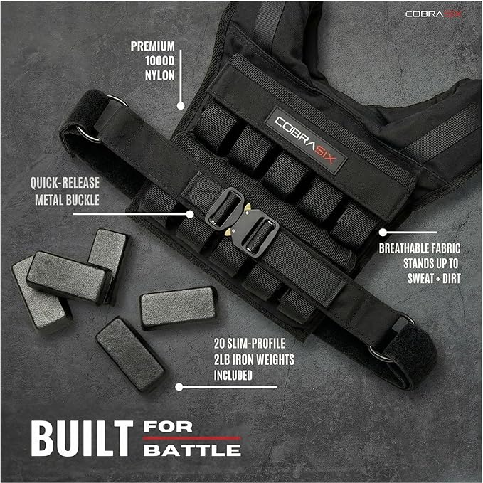 Weighted Vest for Men | Adjustable Weight Vest with Removable Iron Weights | Heavy Duty Workout Vests for Walking, Running, CrossFit, Strength Training, Rucking & Calisthenics | 35lbs & 44lbs