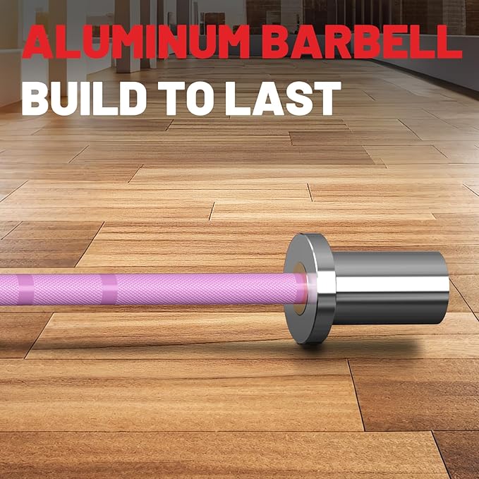 PAPABABE 5LB Mini Barbell Bar 4ft Technique Training Barbell For Beginner Women kid 2-inch Plate Barbell for Home Gym Fitness