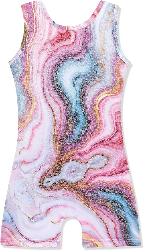 HOZIY Gymnastics Leotards for Girls with Shorts Toddlers Biketards Rainbow Unicorn Dinosaur Mermaid Leopard Flower Galaxy