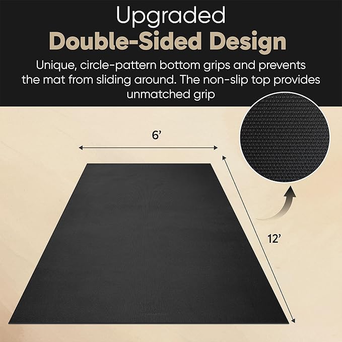 Gorilla Mats Premium Large Yoga Mat – 6x4', 7x5' (8mm) Extra Thick & Ultra Comfortable, Non-Slip Barefoot Exercise Mat – Works Great on Any Floor for Stretching, Cardio or Home Gym Workouts