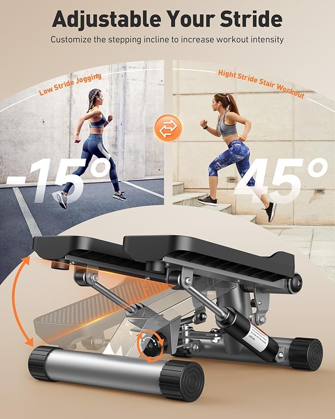 Sportsroyals Stair Stepper,Twist/Mini Stepper for Exercise at Home,Step Machine with Resistance Bands for Full Body Workout, 350lbs+ Capacity