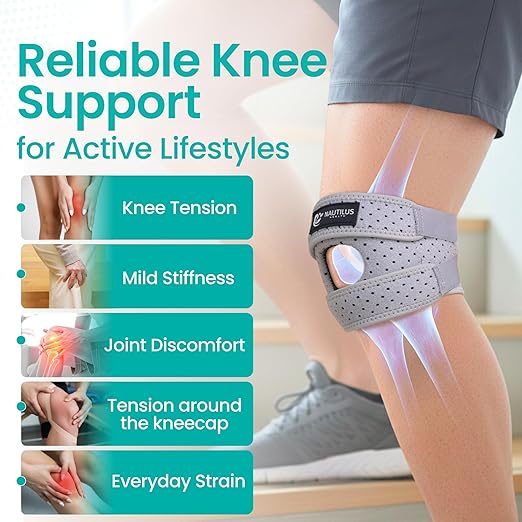 Premium Knee Brace for Pain Relief - Adjustable Compression Support for Arthritis, Injury Recovery, Running & Workouts - Unisex Design in Black & Gray
