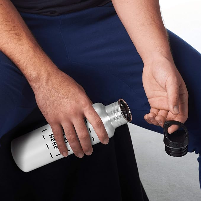 DISCOUNT PROMOS Custom Stainless Steel Water Bottles 26 oz. Set of 50, Personalized Bulk Pack - Reusable, Leak Proof, Perfect for Gym, Hiking, Camping, Outdoor Sports - Silver