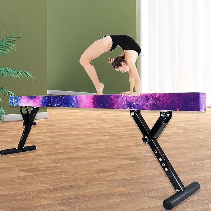 Adjustable Balance Beam for Kids, 8FT Gymnastics Beam with Anti-Slip Legs, High and Low Floor Beam for All Gymnastics Levels, Professional Gymnastic Equipment for Home, Gym Center