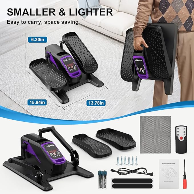VIVURN-018 Under Desk Elliptical 12 Speed 5 Modes Mini Motorized Leg Exerciser While Sitting for Seniors As Seen on TV with Non-Slip Mat Quiet & Portable Electric Pedal Exerciser for Home and Office