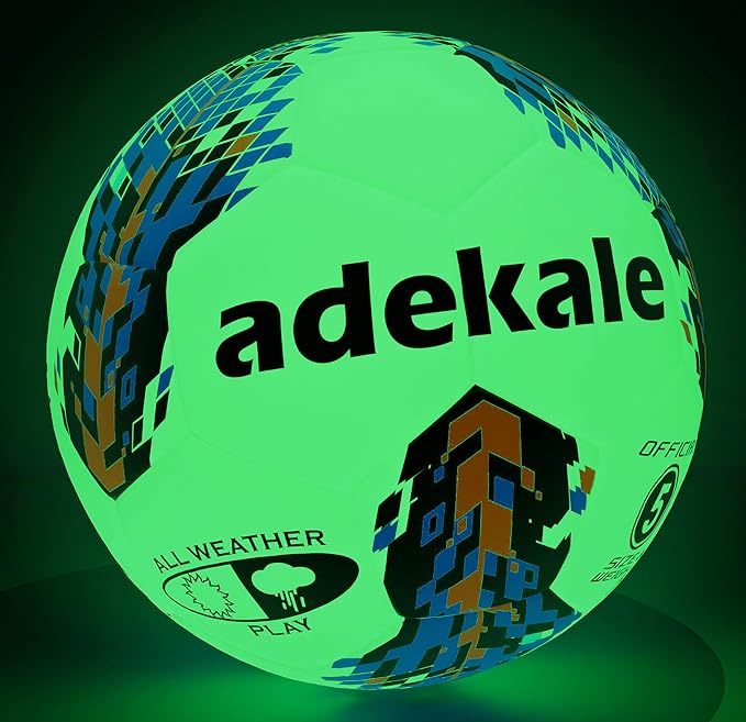 Glow in the Dark Soccer Ball Full Size 3/4/5, Sports Soccer Accessories Gifts Toys for Kids，Boys 8-12 , Light Up Ball with pump and needles, Ideal Soccer Gifts for Boys Age 7 8 9 10 11 12 13 14