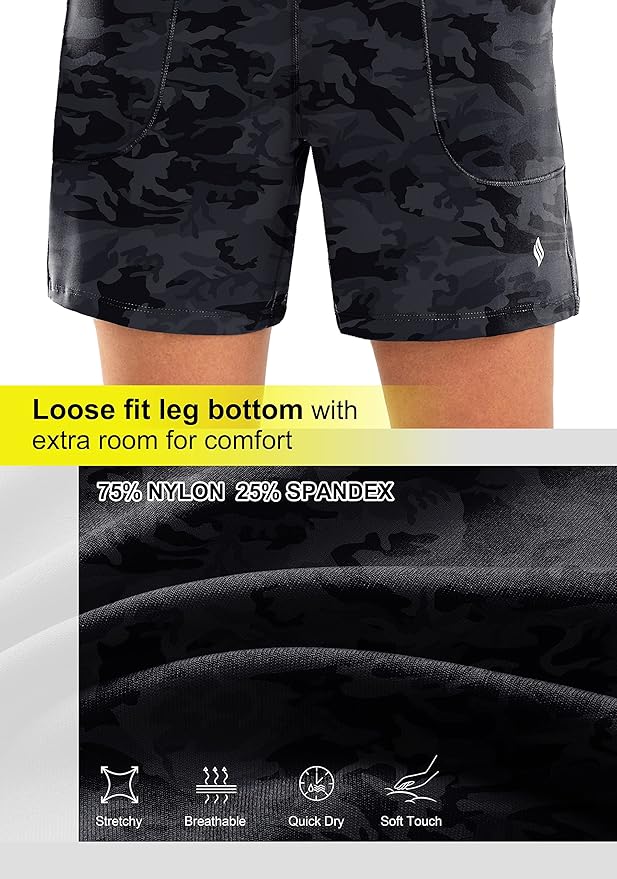 SANTINY Women's 6'' Athletic Long Shorts with 4 Pockets High Waisted Bermuda Shorts for Women Walking Running Casual