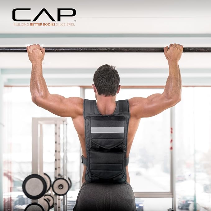 CAP Barbell Adjustable Weighted Vest | 20-150 lbs | Heavy-Duty Workout Vest with Removable Iron Weights for Strength Training, Cardio, Running, and Calisthenics