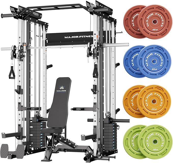 Major Fitness Drone MAX V Smith Machine with Weight Stacks, All-in-One Home Gym Squat Rack--2500LB Capacity, Dual LAT Pull-Down Systems & Cable Crossover Machine, Heavy-Duty Full-Body Workout Machine