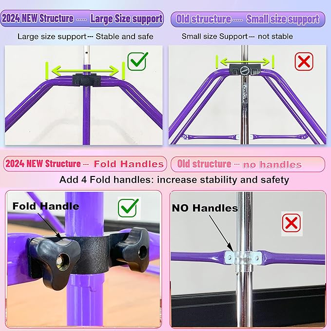 MARFULA Foldable Gymnastic Bar for Kids Ages 3-12, 9 Height Levels, 200 lbs Weight Capacity, 5 Ft Length Gymnastic Kip Bar with Mat, Gymnastic Equipment for Home and Gym Center Indoor Outdoor Use