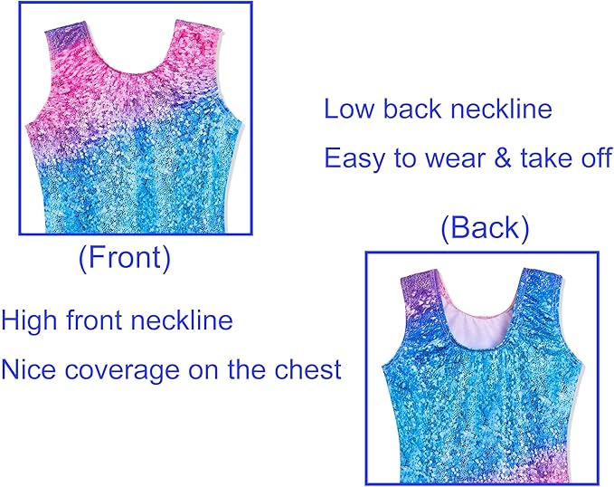 Domusgo Gymnastics Leotards for Girls Sparkly One-Piece Pro Kids Unitard Biketards with Shorts