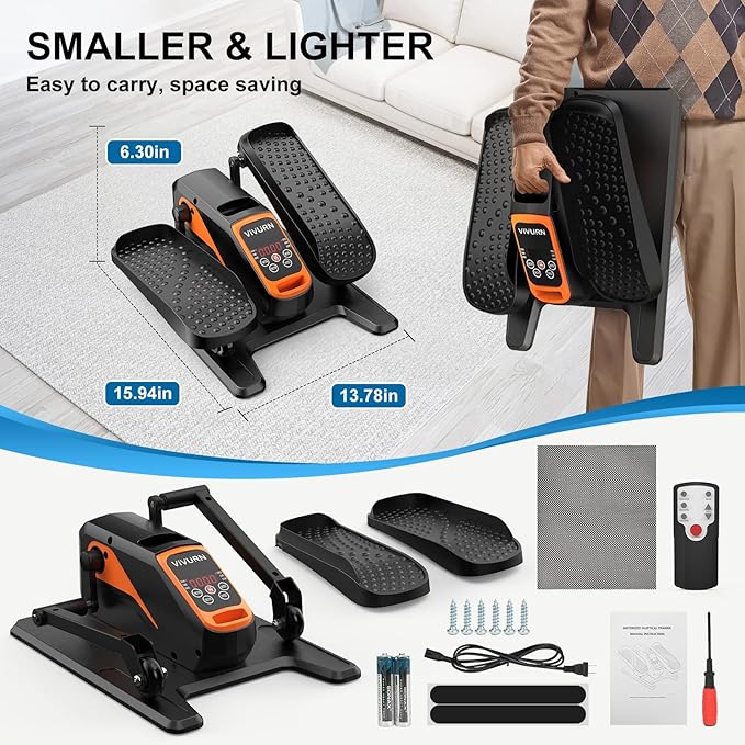 VIVURN-018 Under Desk Elliptical 12 Speed 5 Modes Mini Motorized Leg Exerciser While Sitting for Seniors As Seen on TV with Non-Slip Mat Quiet & Portable Electric Pedal Exerciser for Home and Office