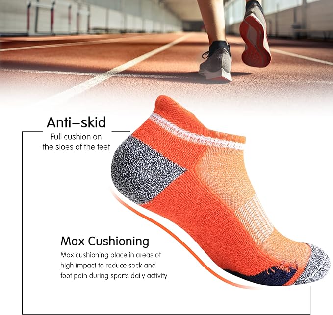 JOYNÉE Mens Ankle Athletic Low Cut Socks Running Sports Cushioned Sock for Men 6 Pack