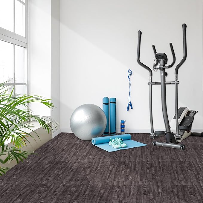 Sorbus 120 Sq. Ft. Wood Grain Floor Tiles Foam Mat EVA Interlocking Mats Tile 3/8-Inch Thick Flooring Wood Puzzle Exercise Mats w/Borders - Home Playroom Basement, Apartment, Trade Show, Baby, Dance
