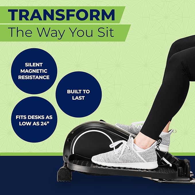 DeskCycle Ellipse Leg Exerciser - Under Desk Elliptical Machine and Foot Pedal Exerciser - Leg Exerciser While Sitting - Compact Under Desk Exercise Equipment