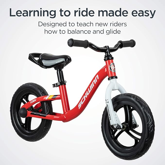 Schwinn Elm and Koen Bike or Balance Bike, 12-18 Inch Bike for Kids Ages 2-13, Black, Blue, Red, Teal, Pink or Purple, SmartStart Ergonomic Design, Adjustable Seat Grows with Child, Training Bicycle
