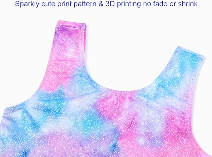 Domusgo Gymnastics Leotards for Girls Sparkly One-Piece Pro Kids Unitard Biketards with Shorts