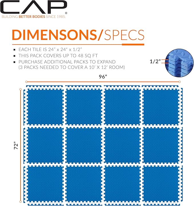 CAP Barbell Interlocking EVA Foam Exercise Puzzle Mat Home Gym Flooring | Multiple Options