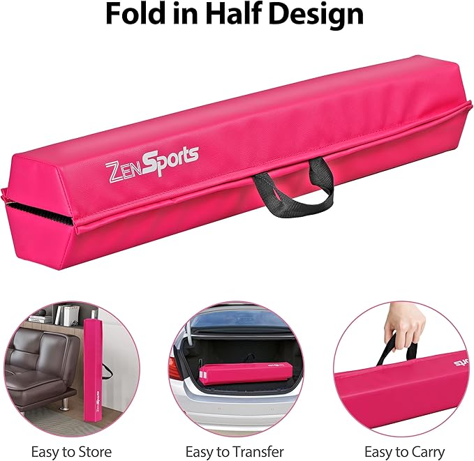 ZENY 6ft Folding Gymnastics Balance Beam Foam Floor Balance Beam Bar with Anti-Slip Base Walking Beams Home Gymnastics Equipment for Kids Adults