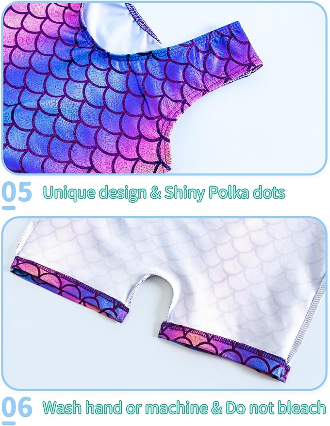 Nymphperi 2 Packs Gymnastics Leotard for Girls Sparkle Biketards with Shorts Kids Sleeveless Unitard One-Piece Dancewear