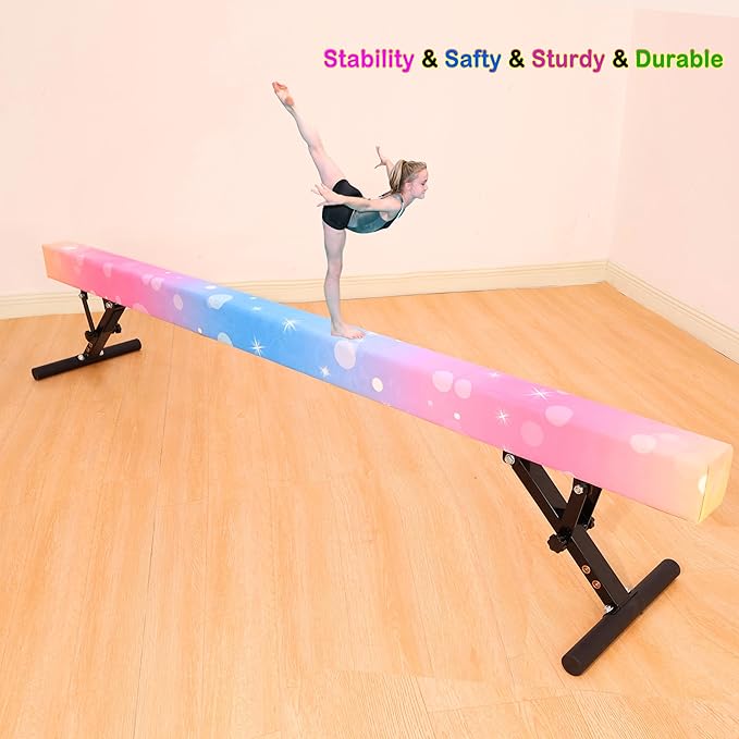 MARFULA Adjustable Balance Beam 8 ft Gymnastic Beam Adjustable Height for Kids and Teenage of All Gymnastic Levels, Gymnastic Training Beam Gymnastic Equipment for Athlete Home and Gym Club Use