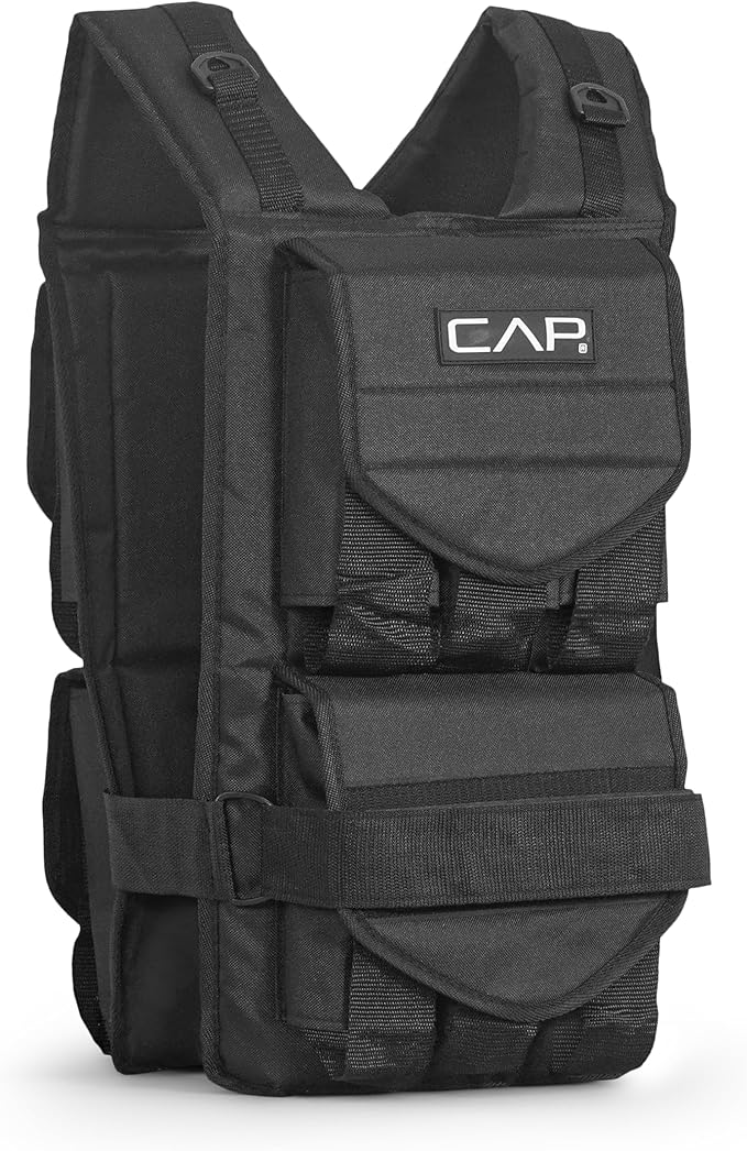 CAP Barbell Adjustable Weighted Vest | 20-150 lbs | Heavy-Duty Workout Vest with Removable Iron Weights for Strength Training, Cardio, Running, and Calisthenics
