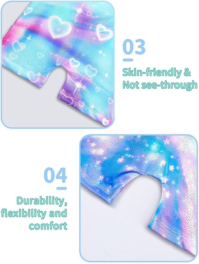 Nymphperi 2 Packs Gymnastics Leotard for Girls Sparkle Biketards with Shorts Kids Sleeveless Unitard One-Piece Dancewear
