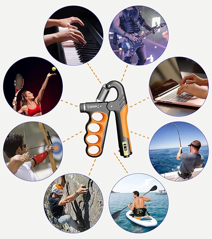 Grip Strength Trainer with Automatic Counter, Hand Grip Strengthener with Adjustable Resistance 11-220Lbs(5-100KG), Ergonomic Design Forearm Strengthener for Musicians Athletes and Injury Recovery